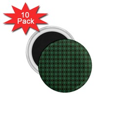 Argyle Dark Green Brown Pattern 1 75  Magnets (10 Pack)  by BrightVibesDesign