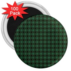 Argyle Dark Green Brown Pattern 3  Magnets (100 Pack) by BrightVibesDesign