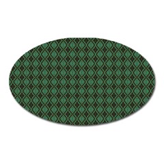 Argyle Dark Green Brown Pattern Oval Magnet by BrightVibesDesign