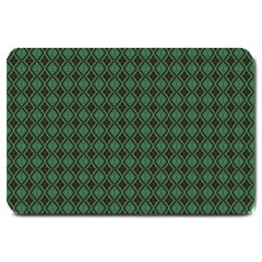 Argyle Dark Green Brown Pattern Large Doormat  by BrightVibesDesign