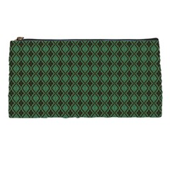 Argyle Dark Green Brown Pattern Pencil Cases by BrightVibesDesign