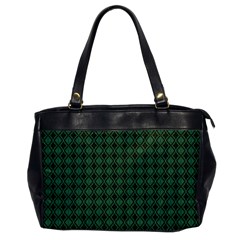 Argyle Dark Green Brown Pattern Oversize Office Handbag by BrightVibesDesign