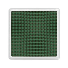 Argyle Dark Green Brown Pattern Memory Card Reader (square) by BrightVibesDesign