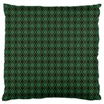 Argyle Dark Green Brown Pattern Large Cushion Case (One Side) Front