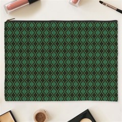 Argyle Dark Green Brown Pattern Cosmetic Bag (xxxl) by BrightVibesDesign