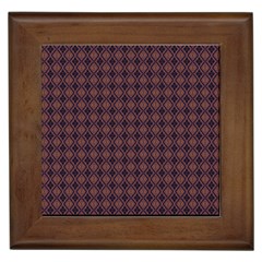 Argyle Dark Purple Yellow Pattern Framed Tiles by BrightVibesDesign