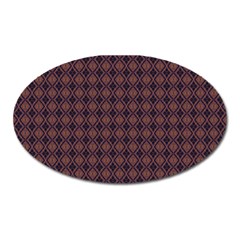 Argyle Dark Purple Yellow Pattern Oval Magnet by BrightVibesDesign