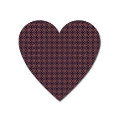 Argyle Dark Purple Yellow Pattern Heart Magnet by BrightVibesDesign