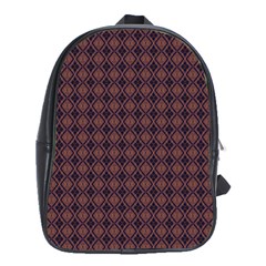 Argyle Dark Purple Yellow Pattern School Bag (xl) by BrightVibesDesign