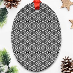 Ornate Oval Pattern Grey Black White Ornament (oval) by BrightVibesDesign