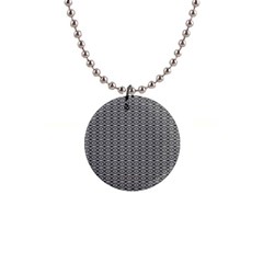 Ornate Oval Pattern Grey Black White 1  Button Necklace by BrightVibesDesign