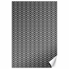 Ornate Oval Pattern Grey Black White Canvas 12  X 18  by BrightVibesDesign