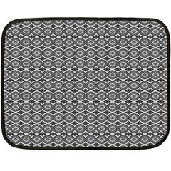 Ornate Oval Pattern Grey Black White Fleece Blanket (mini) by BrightVibesDesign