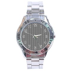 Ornate Oval Pattern Grey Black White Stainless Steel Analogue Watch by BrightVibesDesign