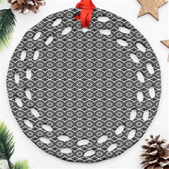 Ornate Oval Pattern Grey Black White Round Filigree Ornament (two Sides) by BrightVibesDesign