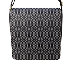 Ornate Oval Pattern Grey Black White Flap Closure Messenger Bag (l) by BrightVibesDesign