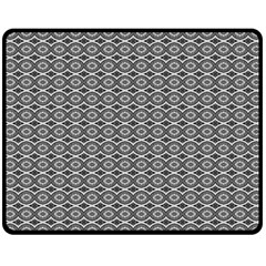 Ornate Oval Pattern Grey Black White Double Sided Fleece Blanket (medium)  by BrightVibesDesign