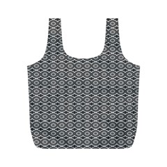 Ornate Oval Pattern Grey Black White Full Print Recycle Bag (m) by BrightVibesDesign