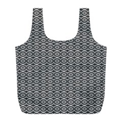 Ornate Oval Pattern Grey Black White Full Print Recycle Bag (l) by BrightVibesDesign