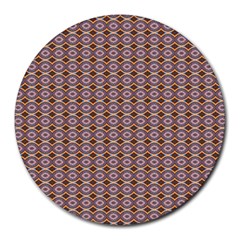 Ornate Oval  Pattern Yellow Blue Round Mousepads by BrightVibesDesign