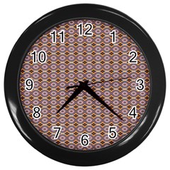 Ornate Oval  Pattern Yellow Blue Wall Clock (black) by BrightVibesDesign