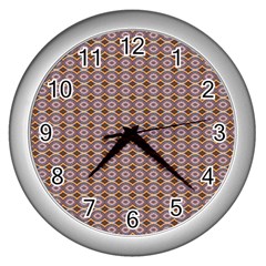 Ornate Oval  Pattern Yellow Blue Wall Clock (silver) by BrightVibesDesign