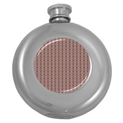 Ornate Oval  Pattern Yellow Blue Round Hip Flask (5 Oz) by BrightVibesDesign