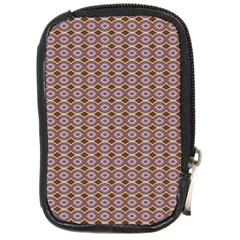 Ornate Oval  Pattern Yellow Blue Compact Camera Leather Case by BrightVibesDesign