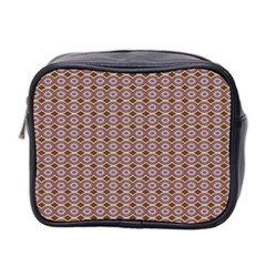 Ornate Oval  Pattern Yellow Blue Mini Toiletries Bag (two Sides) by BrightVibesDesign