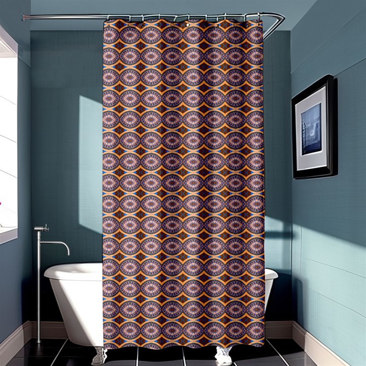 Ornate Oval  Pattern Yellow Blue Shower Curtain 36  x 72  (Stall) 