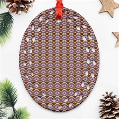 Ornate Oval  Pattern Yellow Blue Ornament (oval Filigree) by BrightVibesDesign