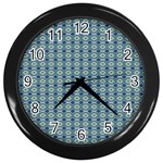 Ornate Oval  Pattern Blue Orange Wall Clock (Black) Front