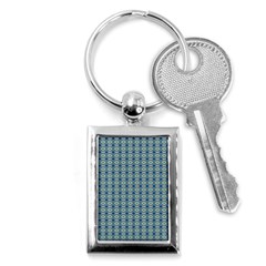 Ornate Oval  Pattern Blue Orange Key Chain (rectangle) by BrightVibesDesign