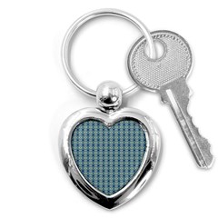 Ornate Oval  Pattern Blue Orange Key Chain (heart) by BrightVibesDesign