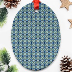 Ornate Oval  Pattern Blue Orange Oval Ornament (two Sides) by BrightVibesDesign