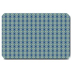 Ornate Oval  Pattern Blue Orange Large Doormat  by BrightVibesDesign