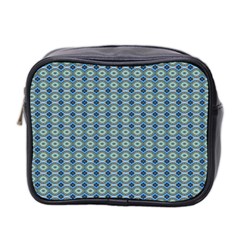 Ornate Oval  Pattern Blue Orange Mini Toiletries Bag (two Sides) by BrightVibesDesign