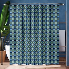 Ornate Oval  Pattern Blue Orange Shower Curtain 60  X 72  (medium)  by BrightVibesDesign