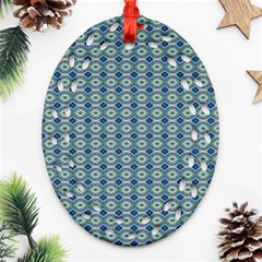 Ornate Oval  Pattern Blue Orange Ornament (oval Filigree) by BrightVibesDesign