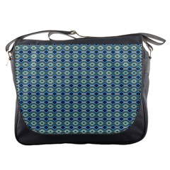 Ornate Oval  Pattern Blue Orange Messenger Bag by BrightVibesDesign