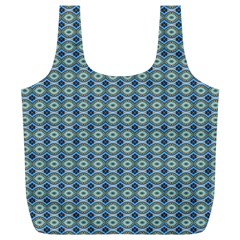 Ornate Oval  Pattern Blue Orange Full Print Recycle Bag (xl) by BrightVibesDesign