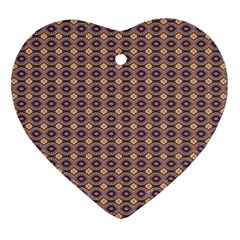 Ornate Oval Pattern Brown Blue Ornament (Heart)