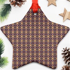 Ornate Oval Pattern Brown Blue Ornament (Star)