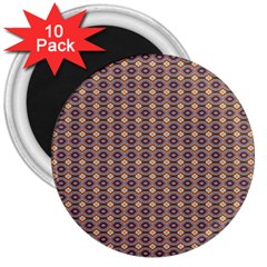 Ornate Oval Pattern Brown Blue 3  Magnets (10 Pack)  by BrightVibesDesign