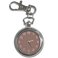 Ornate Oval Pattern Brown Blue Key Chain Watches by BrightVibesDesign