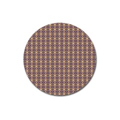 Ornate Oval Pattern Brown Blue Magnet 3  (round) by BrightVibesDesign