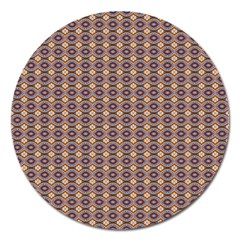 Ornate Oval Pattern Brown Blue Magnet 5  (round) by BrightVibesDesign