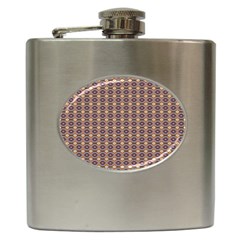 Ornate Oval Pattern Brown Blue Hip Flask (6 oz)