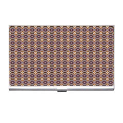 Ornate Oval Pattern Brown Blue Business Card Holder