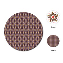 Ornate Oval Pattern Brown Blue Playing Cards Single Design (Round)